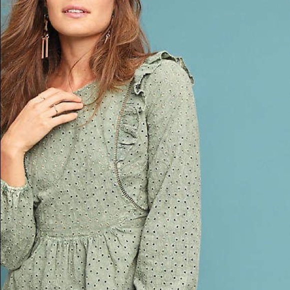 Anthropologie Tops - Eri + Ali Anthro Sage Green cottagecore blouse